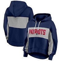 Women's Fanatics  Navy New England Patriots Filled Stat Sheet Lighweight Modest Crop Hoodie