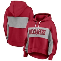 Women's Fanatics  Red Tampa Bay Buccaneers Filled Stat Sheet Lighweight Modest Crop Hoodie