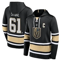 Men's Fanatics Mark Stone Black Vegas Golden Knights Name & Number Lace-Up Pullover Hoodie