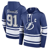 Men's Fanatics Steven Stamkos Blue Tampa Bay Lightning Name & Number Lace-Up Pullover Hoodie