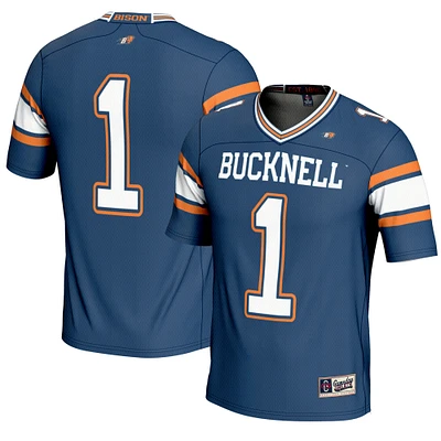 Men's GameDay Greats #1 Blue Bucknell Bison Endzone Football Jersey