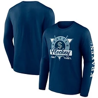 Men's Fanatics Deep Sea Blue Seattle Kraken Rinkside Long Sleeve T-Shirt