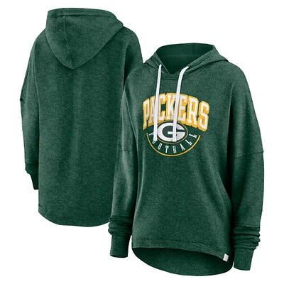 Women's Fanatics Green Green Bay Packers Lightewight Modest Crop Lounge Helmet Arch Pullover Hoodie