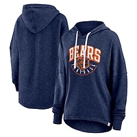 Women's Fanatics Navy Chicago Bears Lightewight Modest Crop Lounge Helmet Arch Pullover Hoodie