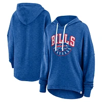 Women's Fanatics Royal Buffalo Bills Lightewight Modest Crop Lounge Helmet Arch Pullover Hoodie