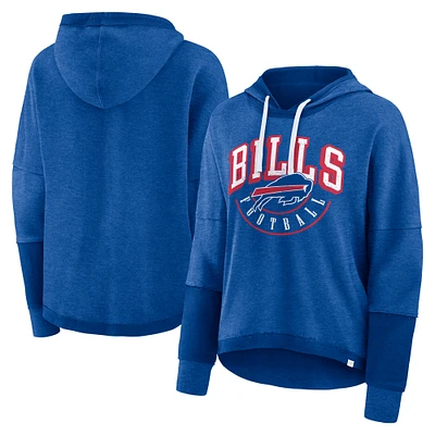 Women's Fanatics Royal Buffalo Bills Lightewight Modest Crop Lounge Helmet Arch Pullover Hoodie