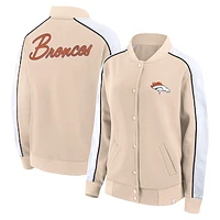 Women's Fanatics Tan Denver Broncos Lounge Full-Snap Varsity Jacket