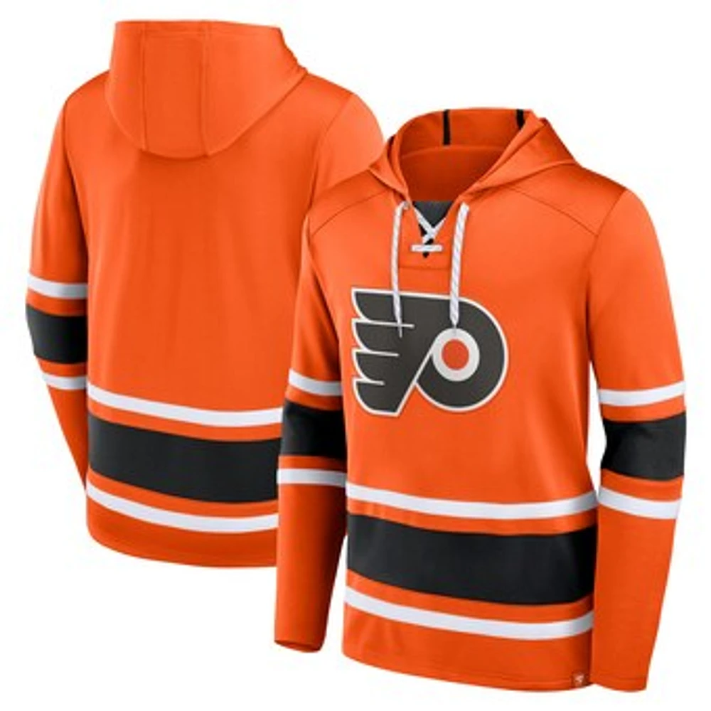 Men's Fanatics Orange Philadelphia Flyers Puck Deep Lace-Up Pullover Hoodie