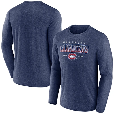 Men's Fanatics Heather Navy Montreal Canadiens Long Sleeve T-Shirt