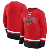 Men's Fanatics Red Chicago Blackhawks Back Pass Lace-Up Long Sleeve T-Shirt