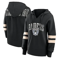 Women's Fanatics Black Las Vegas Raiders Bold Move Dolman V-Neck Hip HIp Hoodie