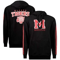 Men's Black Morehouse Maroon Tigers Striped Oversized Print Pullover Hoodie