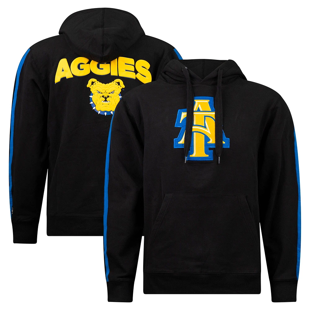 Men's FISLL Black North Carolina A&T Aggies Striped Oversized Print Pullover Hoodie