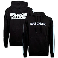 Men's Black Spelman College Jaguars Striped Oversized Print Pullover Hoodie