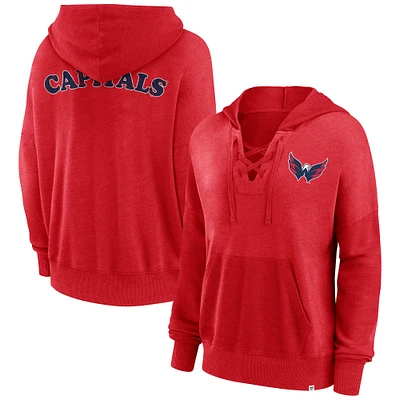 Women's Fanatics Red Washington Capitals Breakout Lace-Up Pullover Hoodie