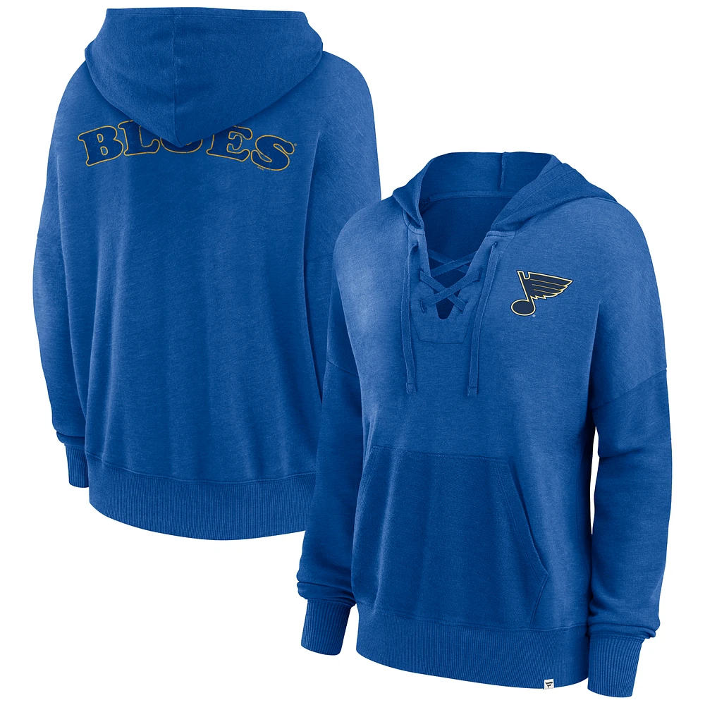 Women's Fanatics Blue St. Louis Blues Breakout Lace-Up Pullover Hoodie