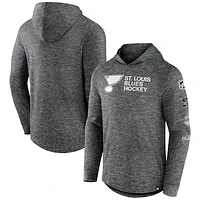 Men's Fanatics  Heather Charcoal St. Louis Blues Stacked Long Sleeve Hoodie T-Shirt