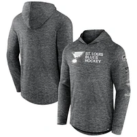 Men's Fanatics  Heather Charcoal St. Louis Blues Stacked Long Sleeve Hoodie T-Shirt