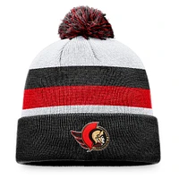 Men's Fanatics Black/Red Ottawa Senators Fundamental Cuffed Knit Hat with Pom