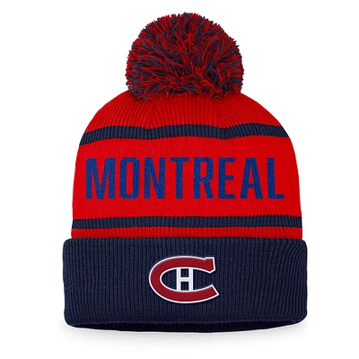 Men's Fanatics Red/Navy Montreal Canadiens Heritage Vintage Cuffed Knit Hat with Pom