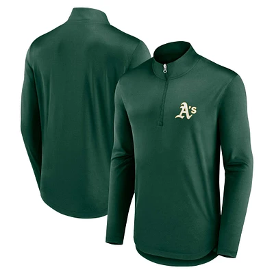 Men's Fanatics Green Athletics Quarterback Quarter-Zip Top