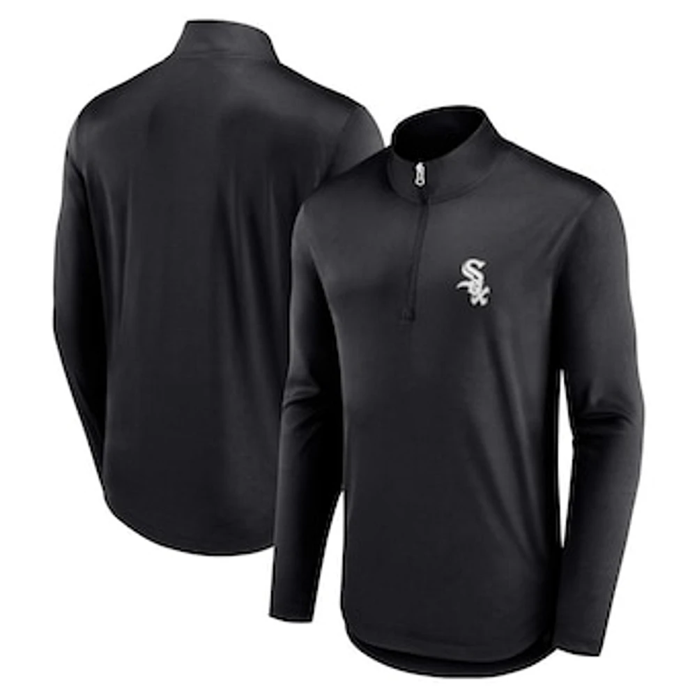 Men's Fanatics Black Chicago White Sox Quarterback Quarter-Zip Top