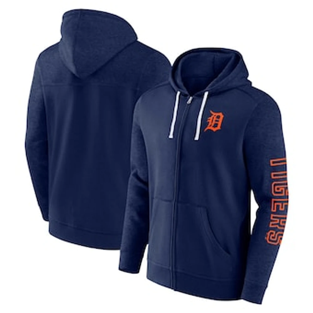 Men's Fanatics Navy Detroit Tigers Offensive Line Up Lightweight Full-Zip Hoodie