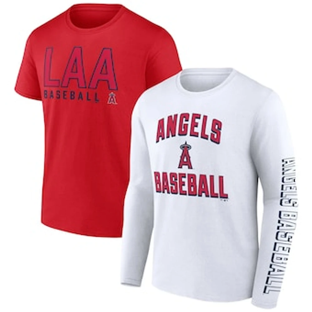 Men's Fanatics Red/White Los Angeles Angels Two-Pack Combo T-Shirt Set