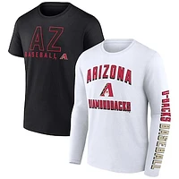 Men's Fanatics Black/White Arizona Diamondbacks Two-Pack Combo T-Shirt Set