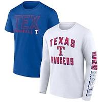 Men's Fanatics Royal/White Texas Rangers Two-Pack Combo T-Shirt Set