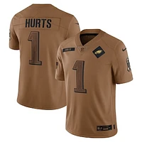 Men's Nike Jalen Hurts Brown Philadelphia Eagles 2023 Salute To Service Limited Jersey