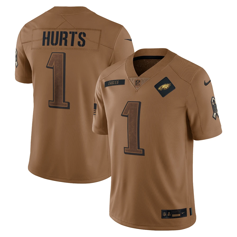 Men's Nike Jalen Hurts Brown Philadelphia Eagles 2023 Salute To Service Limited Jersey