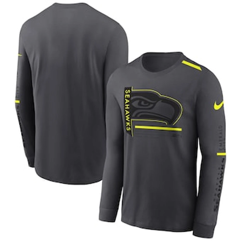 Men's Nike Anthracite Seattle Seahawks Volt Performance Long Sleeve T-Shirt