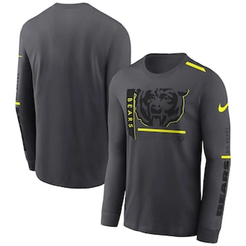 Men's Nike Anthracite Chicago Bears Volt Performance Long Sleeve T-Shirt