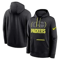 Men's Nike Black Green Bay Packers Volt Fleece Pullover Hoodie