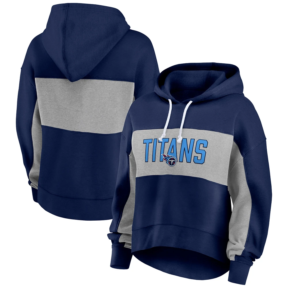 Women's Fanatics Navy/Heather Gray Tennessee Titans Filled Stat Sheet Pullover Hoodie