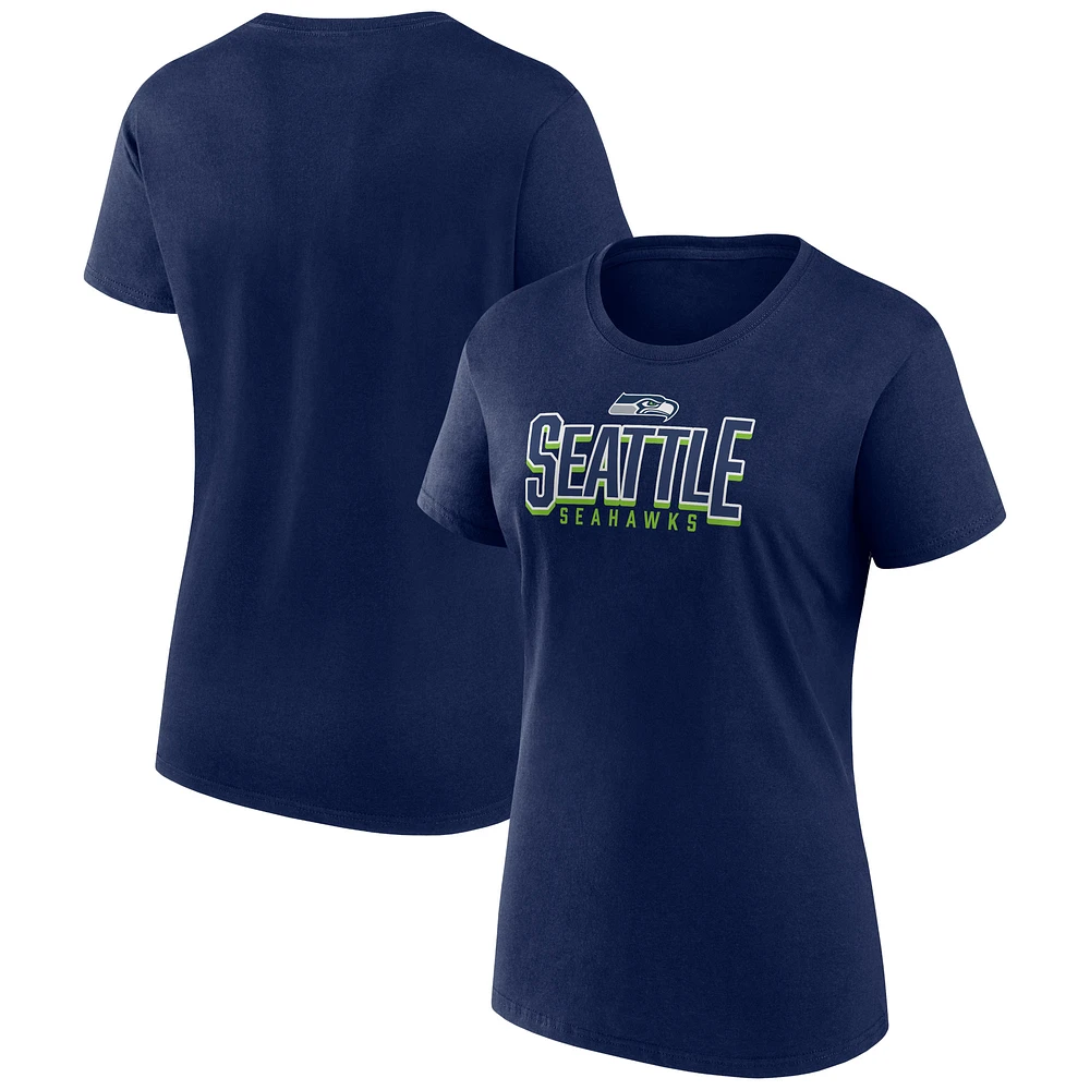 Women's Fanatics College Navy Seattle Seahawks Sideline Route T-Shirt