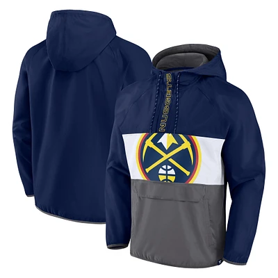 Men's Fanatics  Navy/Gray Denver Nuggets Anorak Flagrant Foul Color-Block Raglan Hoodie Half-Zip Jacket