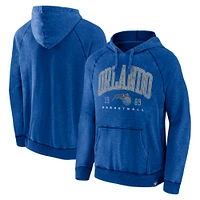 Men's Fanatics Heather Blue Orlando Magic Foul Trouble Snow Wash Raglan Pullover Hoodie