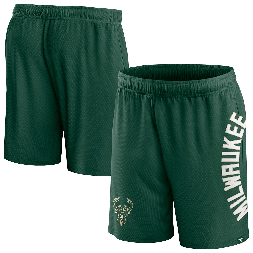 Men's Fanatics Hunter Green Milwaukee Bucks Post Up Mesh Shorts