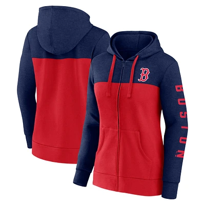 Women's Fanatics Heather Navy/Red Boston Red Sox City Ties Hoodie Full-Zip Sweatshirt