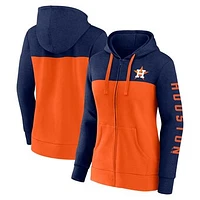 Women's Fanatics Heather Navy/Orange Houston Astros City Ties Hoodie Full-Zip Sweatshirt