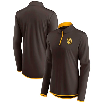 Women's Fanatics Brown San Diego Padres Corner Quarter-Zip Top