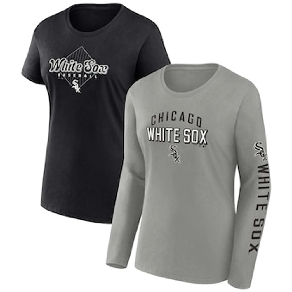 Women's Fanatics Gray/Black Chicago White Sox T-Shirt Combo Pack