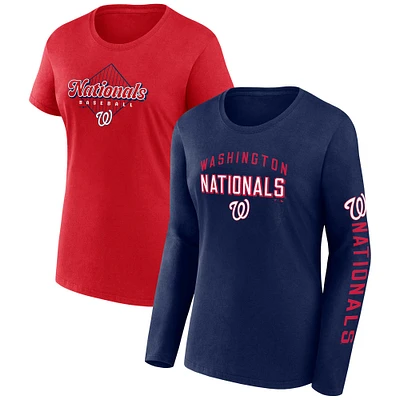 Women's Fanatics Navy/Red Washington Nationals T-Shirt Combo Pack