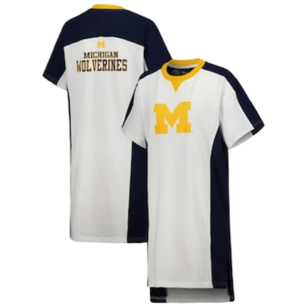 Women's G-III 4Her by Carl Banks White Michigan Wolverines Home Run T-Shirt Dress