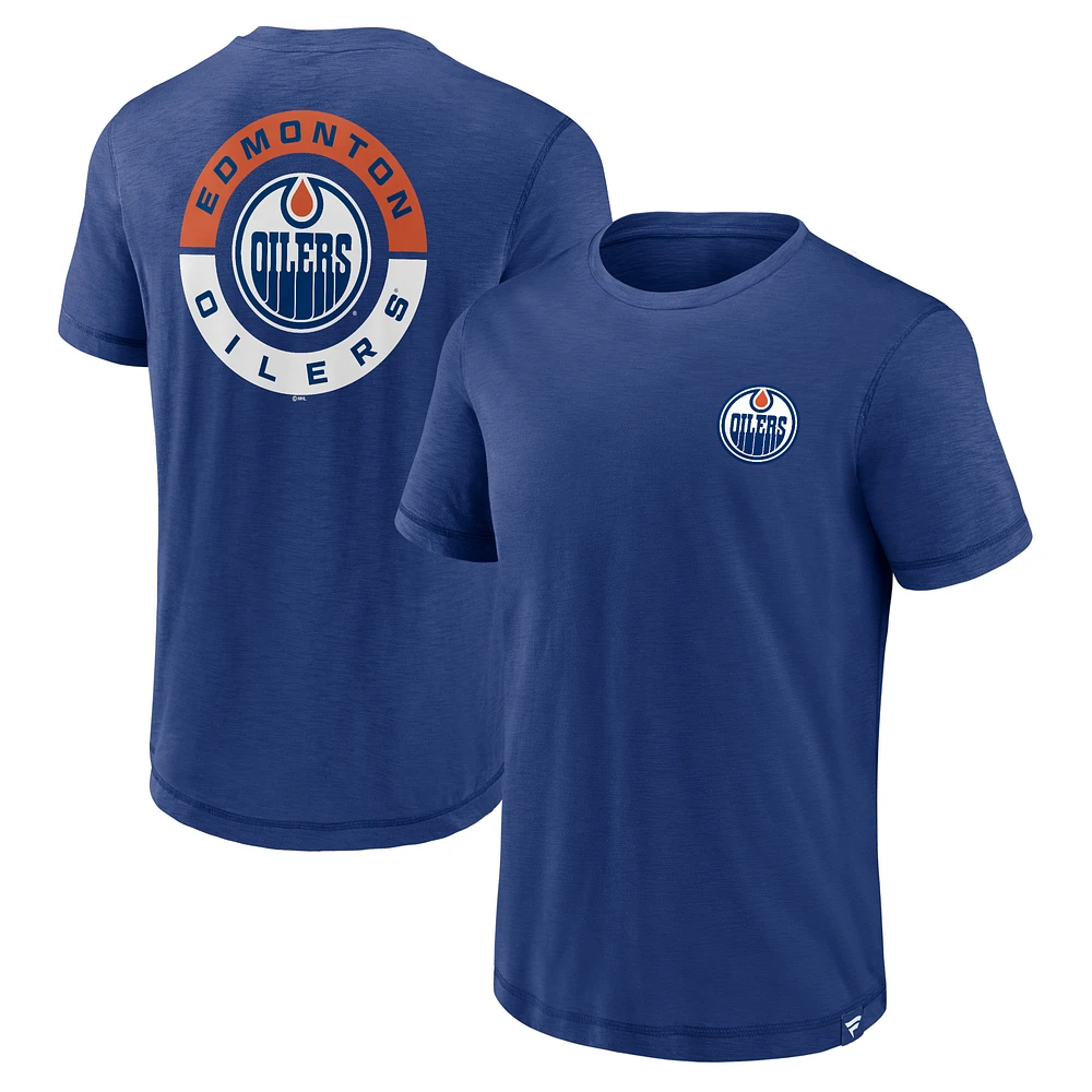 Men's Fanatics Blue Edmonton Oilers Fundamental High Stick T-Shirt