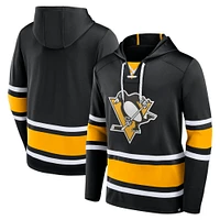 Men's Fanatics Black Pittsburgh Penguins Fundamental Lace-Up Pullover Hoodie