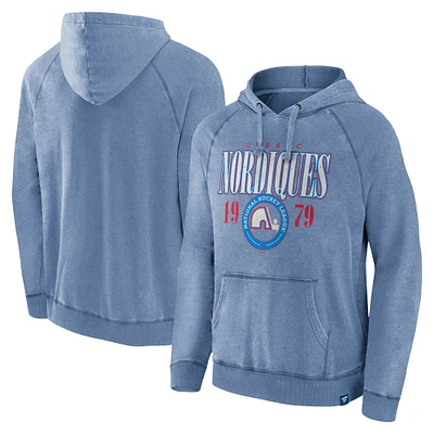 Men's Fanatics Blue Quebec Nordiques Heritage Vintage Pullover Hoodie