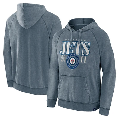 Men's Fanatics Navy Winnipeg Jets Heritage Vintage Pullover Hoodie